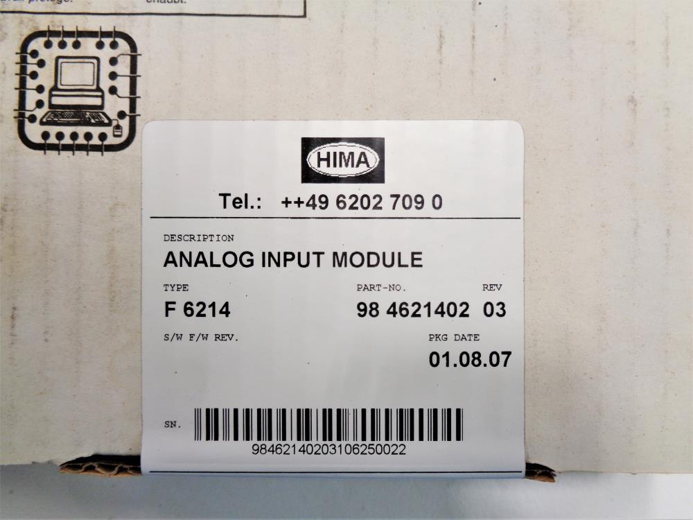 Hima F 6214 Analog Input Module 98 4621402 - Factory Sealed